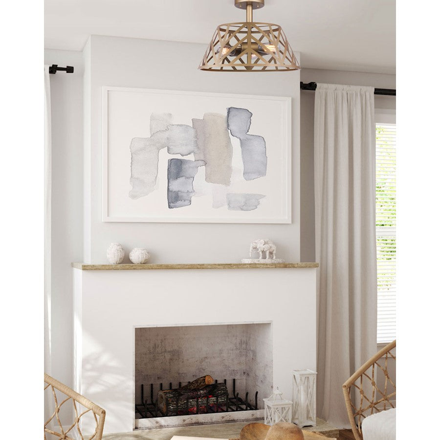 Canarm Maud 15.75in 3-Light Semi-Flush | Mid-Century Painted Gold Metal | Bedroom & Living Room | 15.75 x 11 in | Model ISF635B03PGD