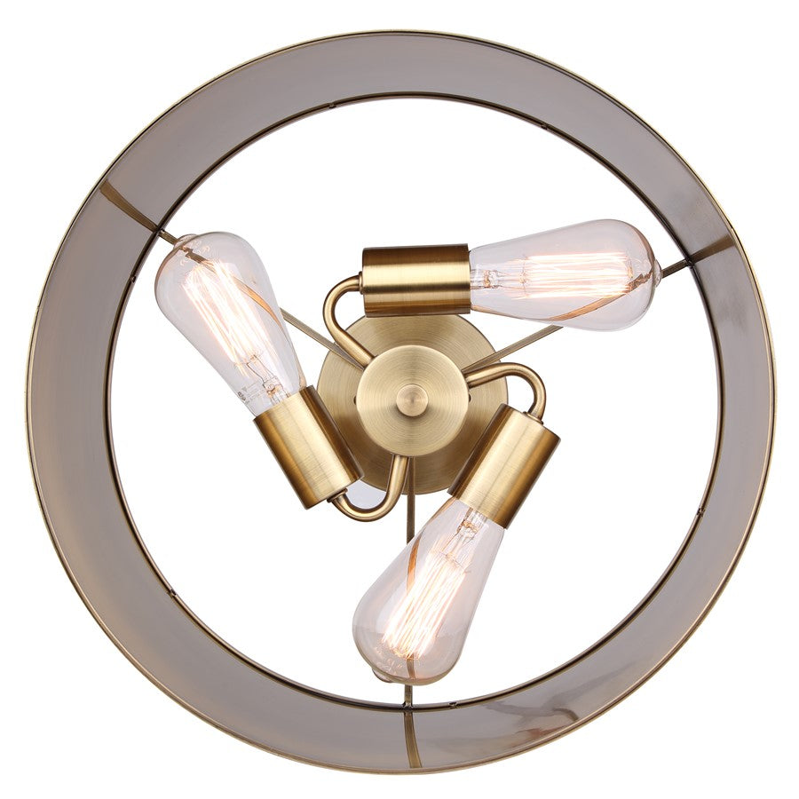 Canarm Lola 15in 3-Light Semi-Flush | Classic Gold Metal | Bedroom & Living Room | 15 x 15 x 11.5 in | Model ISF669B03GD
