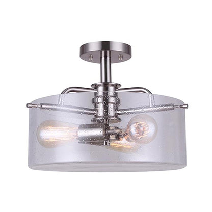 Canarm Albany 14.5in 3-Light Semi-Flush | Brushed Nickel & Seeded Glass | Bedroom & Living Room | 14.5 x 11.5 in | Model ISF679A03BN