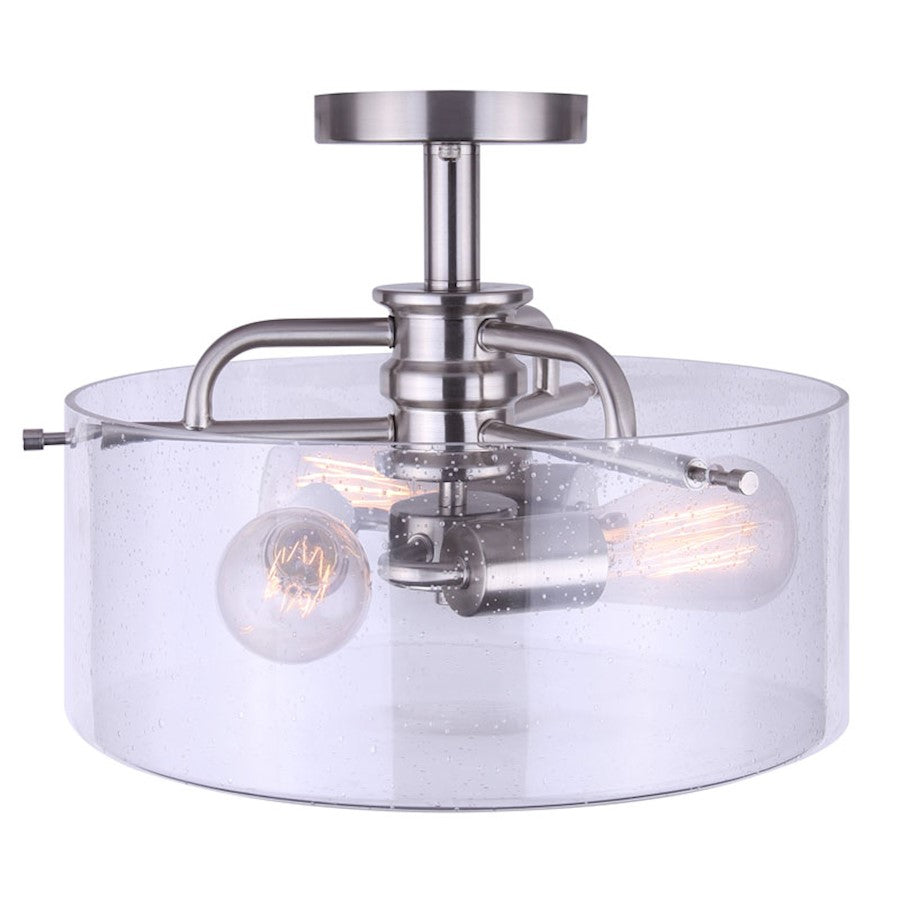 Canarm Albany 14.5in 3-Light Semi-Flush | Brushed Nickel & Seeded Glass | Bedroom & Living Room | 14.5 x 11.5 in | Model ISF679A03BN
