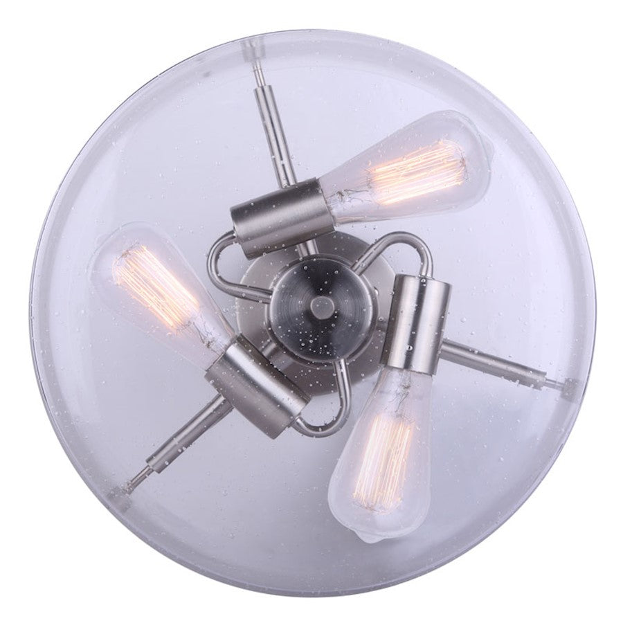 Canarm Albany 14.5in 3-Light Semi-Flush | Brushed Nickel & Seeded Glass | Bedroom & Living Room | 14.5 x 11.5 in | Model ISF679A03BN