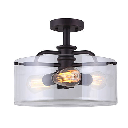 Canarm Albany 14.5in 3-Light Semi-Flush | Oil Rubbed Bronze & Clear Glass | Bedroom & Living Room | 14.5 x 11.5 in | Model ISF679A03ORB