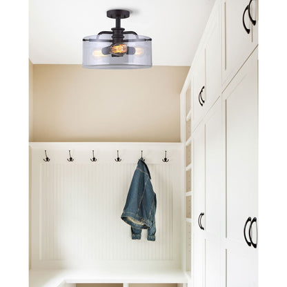 Canarm Albany 14.5in 3-Light Semi-Flush | Oil Rubbed Bronze & Clear Glass | Bedroom & Living Room | 14.5 x 11.5 in | Model ISF679A03ORB