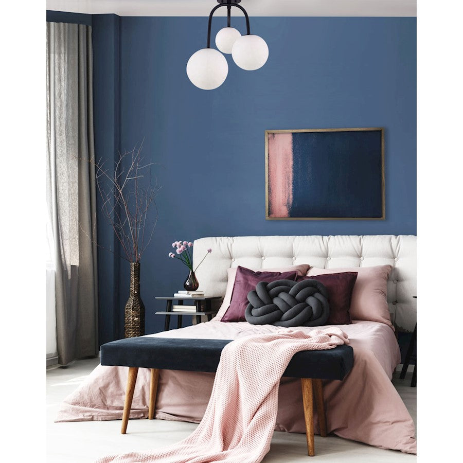 Canarm Gilla 17in 3-Light Semi Flush | Modern Matte Black and Opal Glass | Entryway & Hallway | 16.75 x 20 in | Model ISF747B03BK