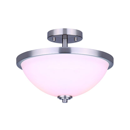 Canarm Noah 13in 2-Light Semi Flush | Modern Brushed Nickel and Opal Glass | Entryway & Hallway | 12.75 x 9.5 in | Model ISF765A02BN