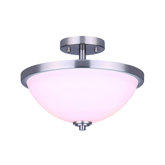 Canarm Noah 13in 2-Light Semi Flush | Modern Brushed Nickel and Opal Glass | Entryway & Hallway | 12.75 x 9.5 in | Model ISF765A02BN