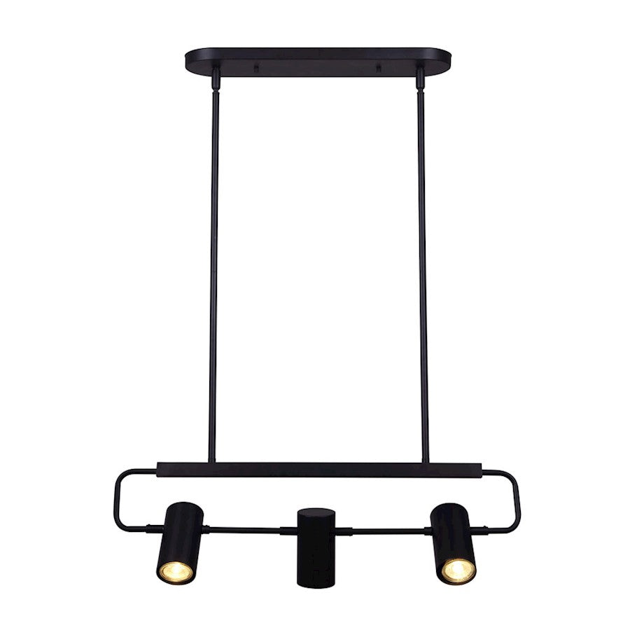 Canarm Marena 25in 3-Light Pendant | Modern Black Metal | Kitchen Island & Dining Room | 25 x 4.5 x 16 in | Model IST1022A03BK10