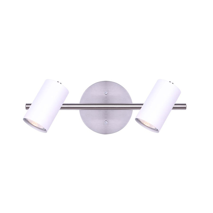 Canarm Kingston 15in 2-Light Track Light | Brushed Nickel and White Metal | Kitchen & Living Room | 15 x 4.75 x 6.25 in | Model IT1015A02BNW10