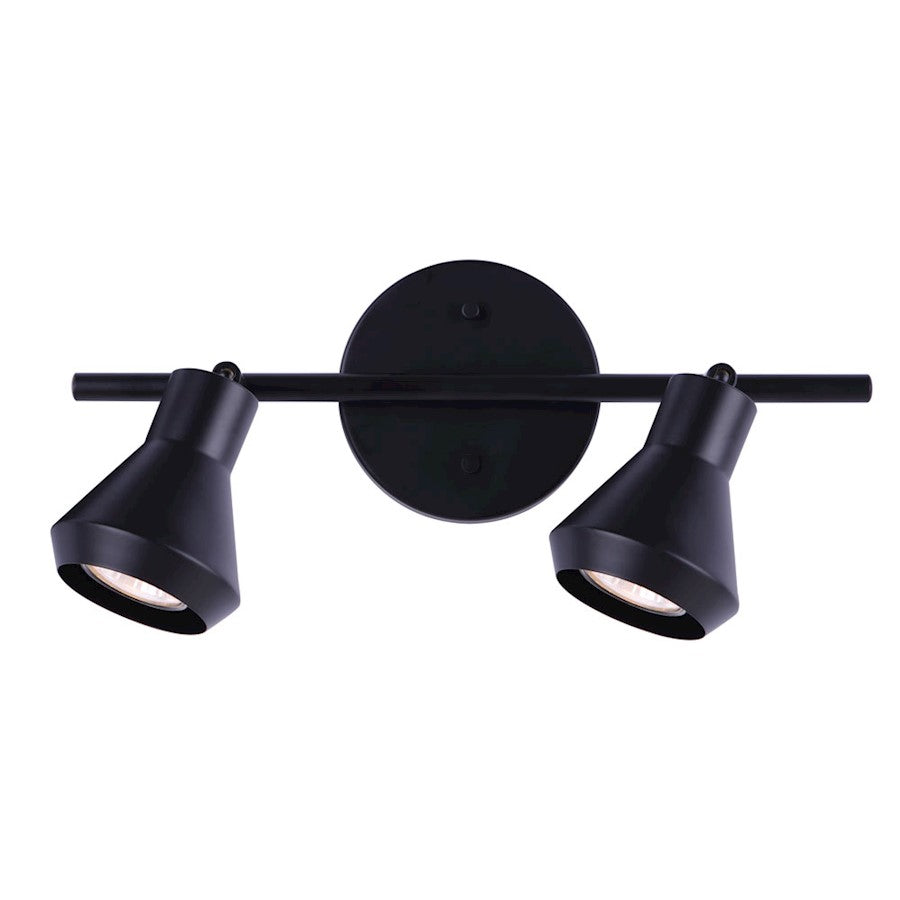 Canarm Byck 14in 2-Light Track Lighting | Mid-Century Matte Black | Kitchen & Basement Task Light | 14 x 5 x 7 in | Model IT1020A02BK10