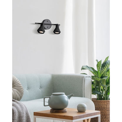 Canarm Byck 14in 2-Light Track Lighting | Mid-Century Matte Black | Kitchen & Basement Task Light | 14 x 5 x 7 in | Model IT1020A02BK10