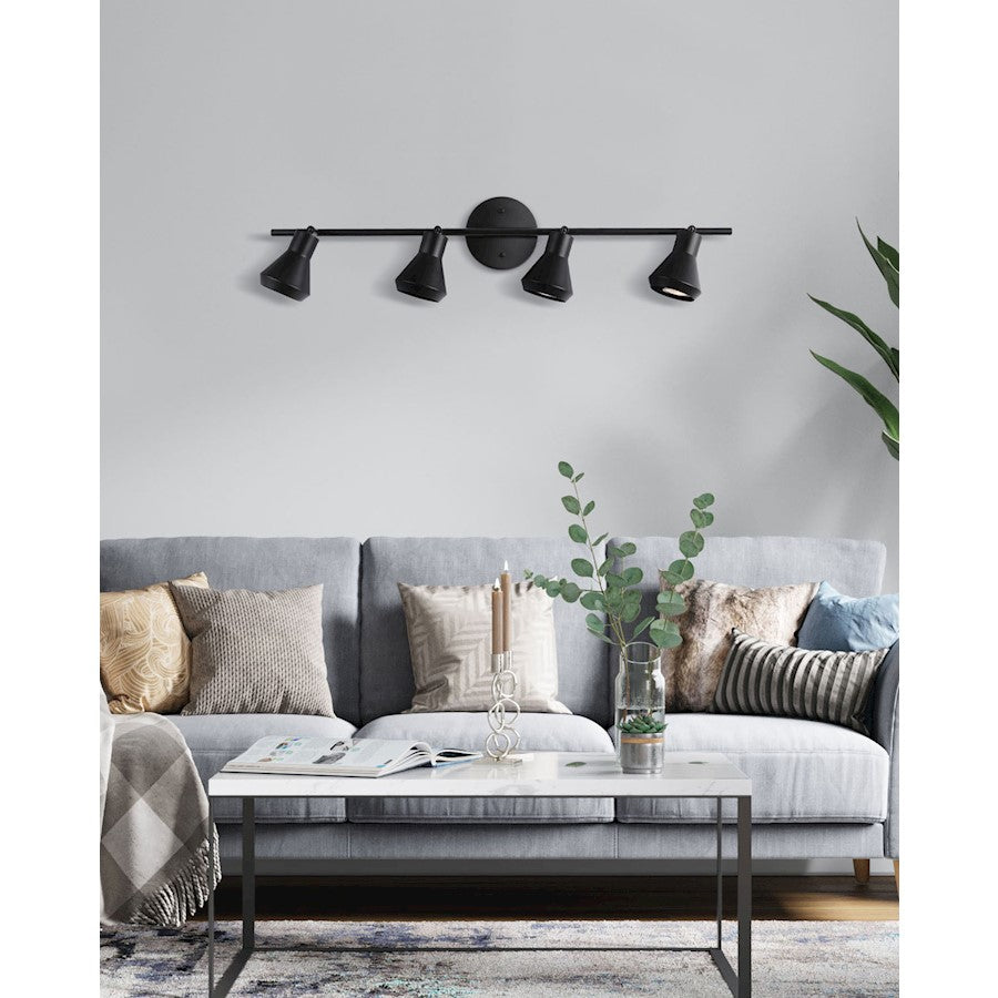 Canarm Byck 29in 4-Light Track Lighting | Mid-Century Matte Black | Kitchen & Basement Task Light | 29 x 5 x 7 in | Model IT1020A04BK10