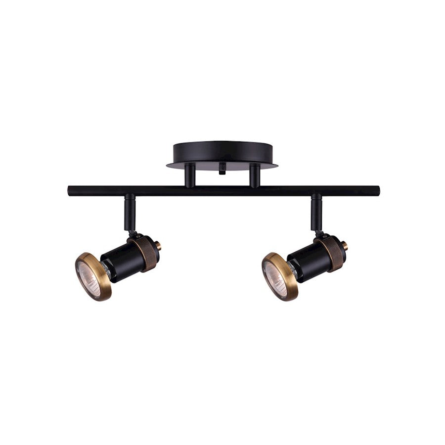 Canarm Tayte 14in 2-Light Track Lighting | Mid-Century Matte Black & Gold | Kitchen & Basement Task Light | 14 x 5 x 6 in | Model IT1057A02BKG10