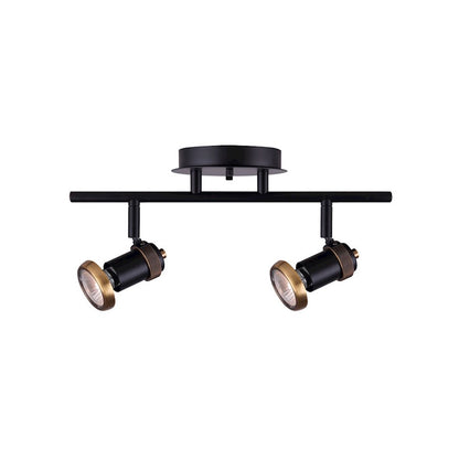 Canarm Tayte 14in 2-Light Track Lighting | Mid-Century Matte Black & Gold | Kitchen & Basement Task Light | 14 x 5 x 6 in | Model IT1057A02BKG10
