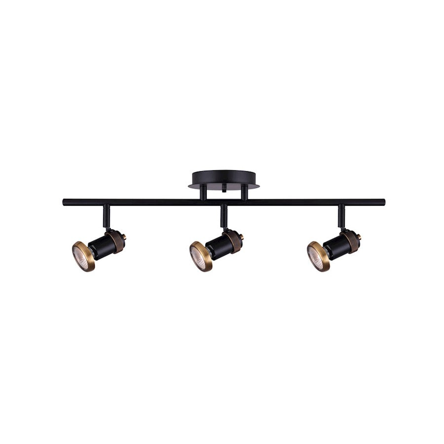 Canarm Tayte 22in 3-Light Track Light | Mid-Century Matte Black and Gold | Kitchen & Living Room Task Lighting | 22 x 5 x 6 in | Model IT1057A03BKG10