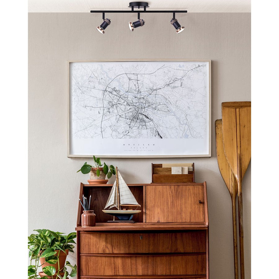Canarm Tayte 22in 3-Light Track Light | Mid-Century Matte Black and Gold | Kitchen & Living Room Task Lighting | 22 x 5 x 6 in | Model IT1057A03BKG10