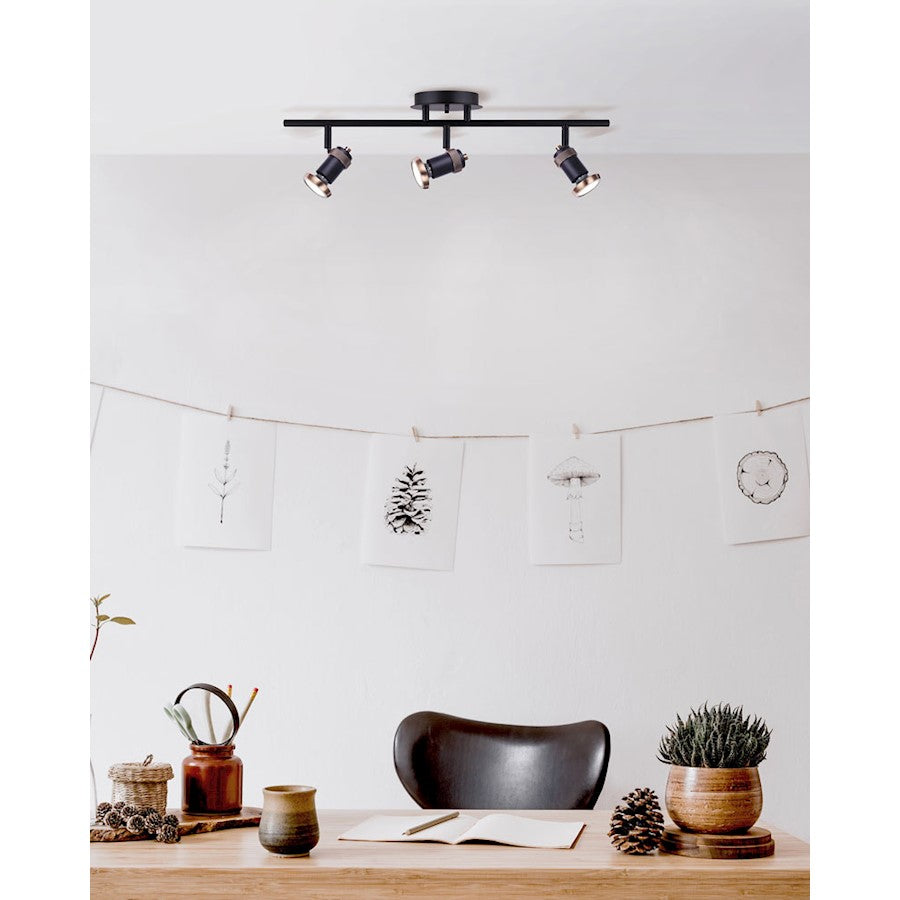 Canarm Tayte 22in 3-Light Track Light | Mid-Century Matte Black and Gold | Kitchen & Living Room Task Lighting | 22 x 5 x 6 in | Model IT1057A03BKG10