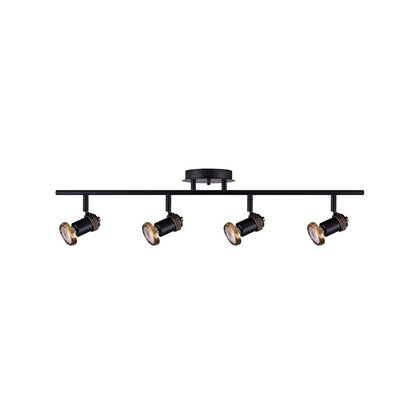 Canarm Tayte 29in 4-Light Track Light | Mid-Century Matte Black and Gold | Kitchen & Living Room Task Lighting | 29 x 5 x 6 in | Model IT1057A04BKG10