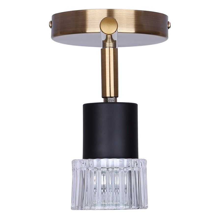 Canarm Elsee 15in 2-Light Track Lighting | Modern Black & Gold Metal with Clear Glass | Kitchen & Living Room | Model IT1161A02BKG10