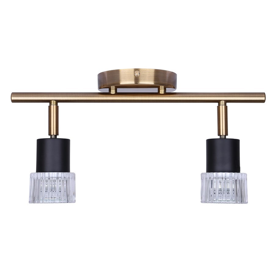 Canarm Elsee 15in 2-Light Track Lighting | Modern Black & Gold Metal with Clear Glass | Kitchen & Living Room | Model IT1161A02BKG10