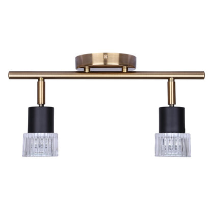 Canarm Elsee 15in 2-Light Track Lighting | Modern Black & Gold Metal with Clear Glass | Kitchen & Living Room | Model IT1161A02BKG10
