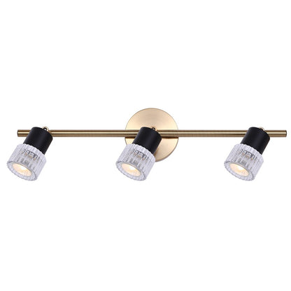 Canarm Elsee 23in 3-Light Track Light | Modern Matte Black and Gold with Clear Ribbed Glass | Kitchen & Hallway | Model IT1161A03BKG10