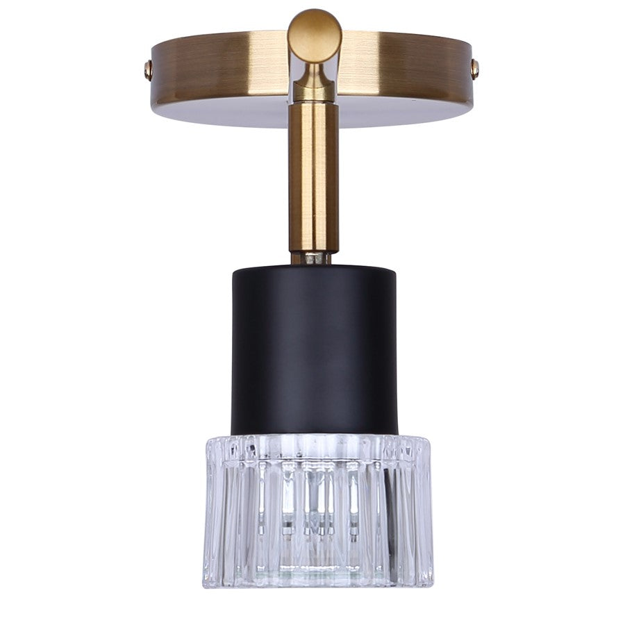 Canarm Elsee 23in 3-Light Track Light | Modern Matte Black and Gold with Clear Ribbed Glass | Kitchen & Hallway | Model IT1161A03BKG10