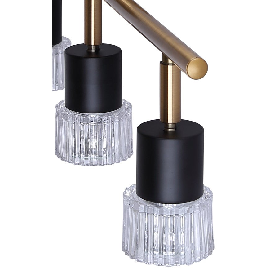 Canarm Elsee 23in 3-Light Track Light | Modern Matte Black and Gold with Clear Ribbed Glass | Kitchen & Hallway | Model IT1161A03BKG10