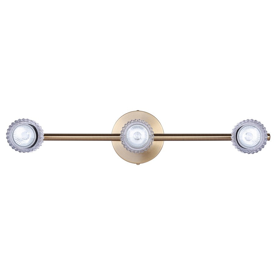 Canarm Elsee 23in 3-Light Track Light | Modern Matte Black and Gold with Clear Ribbed Glass | Kitchen & Hallway | Model IT1161A03BKG10