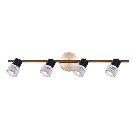 Canarm Elsee 29in 4-Light Track Light | Modern Matte Black and Gold with Clear Ribbed Glass | Kitchen & Living Room | Model IT1161A04BKG10