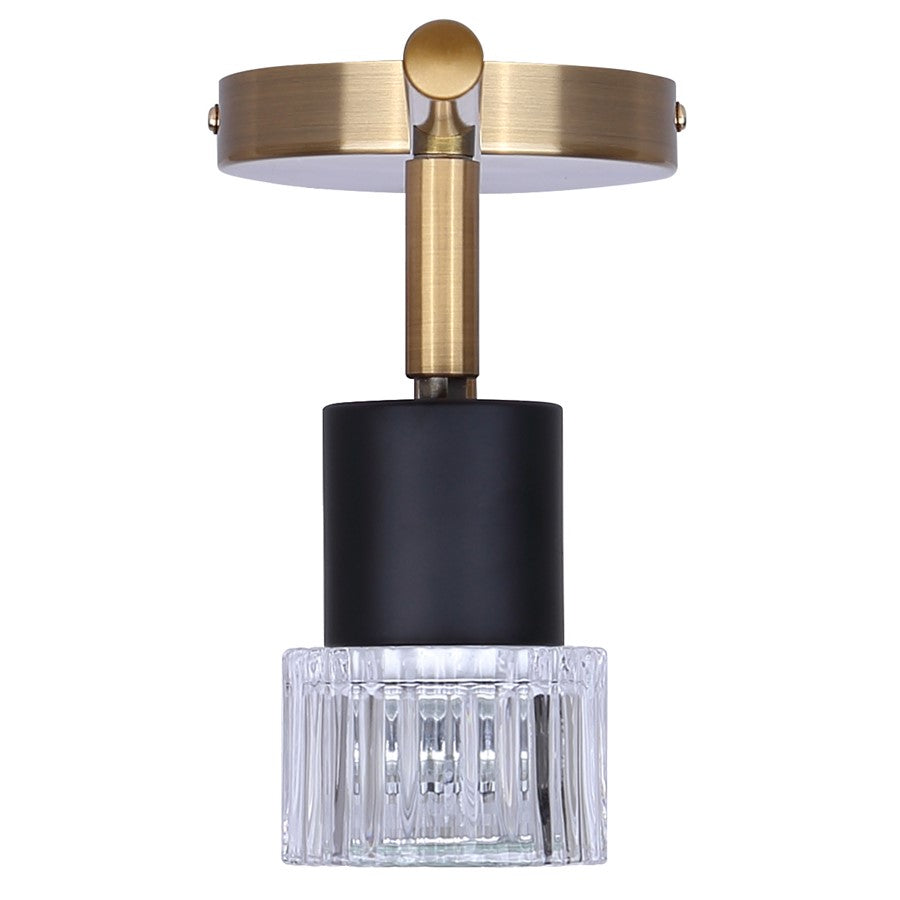 Canarm Elsee 29in 4-Light Track Light | Modern Matte Black and Gold with Clear Ribbed Glass | Kitchen & Living Room | Model IT1161A04BKG10