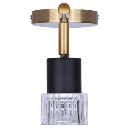 Canarm Elsee 29in 4-Light Track Light | Modern Matte Black and Gold with Clear Ribbed Glass | Kitchen & Living Room | Model IT1161A04BKG10
