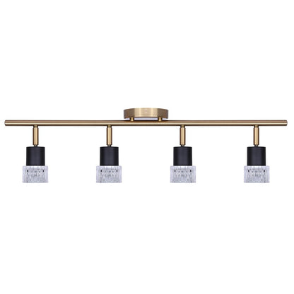 Canarm Elsee 29in 4-Light Track Light | Modern Matte Black and Gold with Clear Ribbed Glass | Kitchen & Living Room | Model IT1161A04BKG10