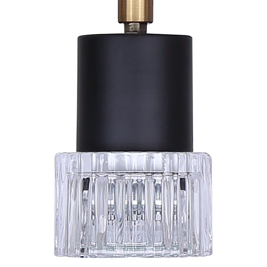 Canarm Elsee 29in 4-Light Track Light | Modern Matte Black and Gold with Clear Ribbed Glass | Kitchen & Living Room | Model IT1161A04BKG10