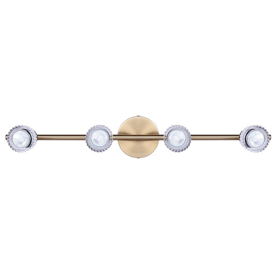 Canarm Elsee 29in 4-Light Track Light | Modern Matte Black and Gold with Clear Ribbed Glass | Kitchen & Living Room | Model IT1161A04BKG10