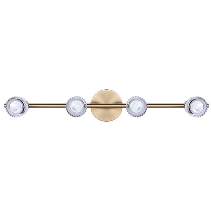 Canarm Elsee 29in 4-Light Track Light | Modern Matte Black and Gold with Clear Ribbed Glass | Kitchen & Living Room | Model IT1161A04BKG10
