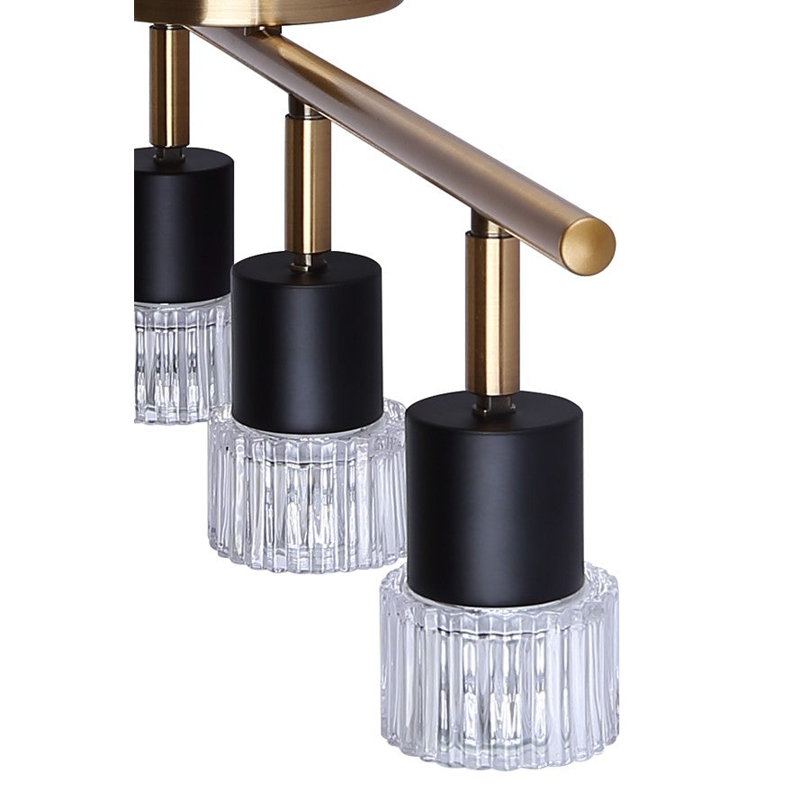 Canarm Elsee 29in 4-Light Track Light | Modern Matte Black and Gold with Clear Ribbed Glass | Kitchen & Living Room | Model IT1161A04BKG10