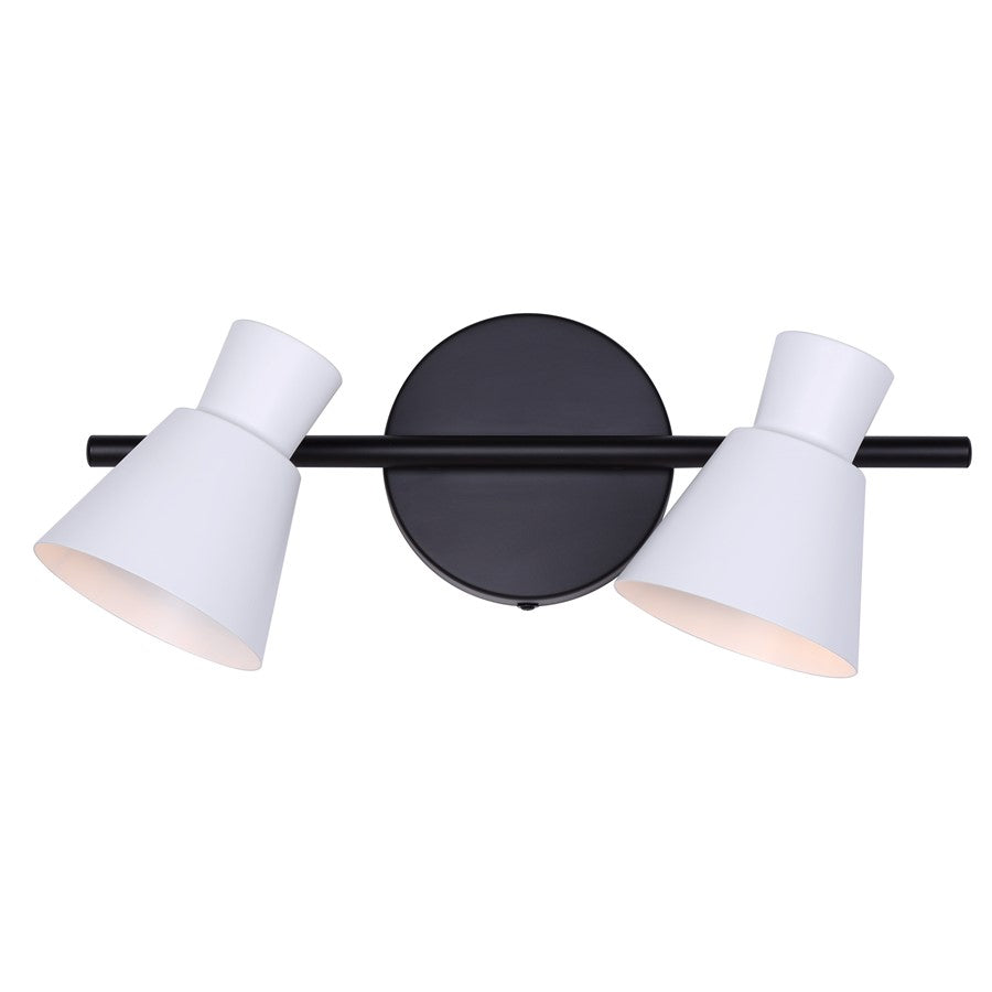 Canarm Radley 14in 2-Light Track Light | Modern Matte Black and White Metal Shades | Kitchen & Living Room | 14 x 4.75 x 7 in | Model IT1163A02BW10