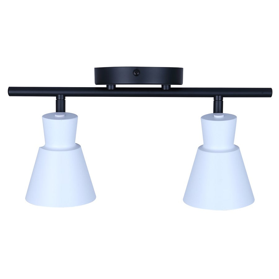 Canarm Radley 14in 2-Light Track Light | Modern Matte Black and White Metal Shades | Kitchen & Living Room | 14 x 4.75 x 7 in | Model IT1163A02BW10