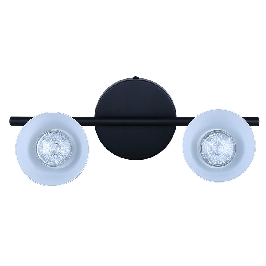 Canarm Radley 14in 2-Light Track Light | Modern Matte Black and White Metal Shades | Kitchen & Living Room | 14 x 4.75 x 7 in | Model IT1163A02BW10