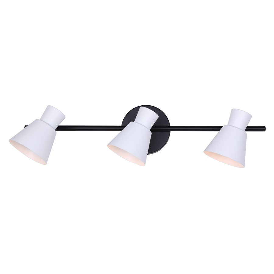 Canarm Radley 22in 3-Light Track Light | Modern Matte Black and White Metal Shades | Kitchen & Living Room | 22.5 x 4.75 x 7 in | Model IT1163A03BW10