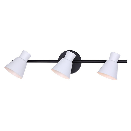 Canarm Radley 22in 3-Light Track Light | Modern Matte Black and White Metal Shades | Kitchen & Living Room | 22.5 x 4.75 x 7 in | Model IT1163A03BW10