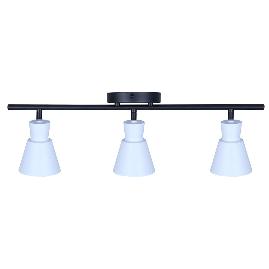 Canarm Radley 22in 3-Light Track Light | Modern Matte Black and White Metal Shades | Kitchen & Living Room | 22.5 x 4.75 x 7 in | Model IT1163A03BW10