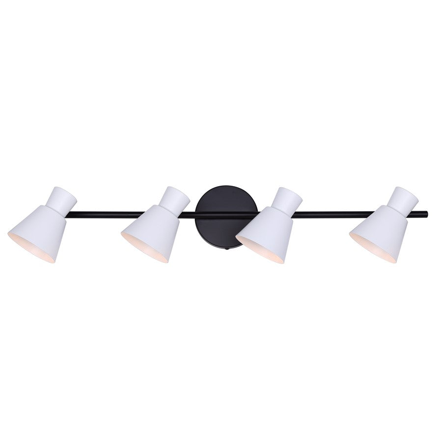 Canarm Radley 29in 4-Light Track Lighting | White Metal Adjustable Shades | Kitchen & Living Room | 29 x 4.75 x 7 in | Model IT1163A04BW10
