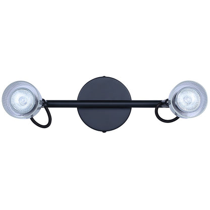 Canarm Owen 15in 2-Light Track Lighting | Black Steel Industrial with Faux Wood Accent | Living Room & Studio | Model IT1198A02BKW10