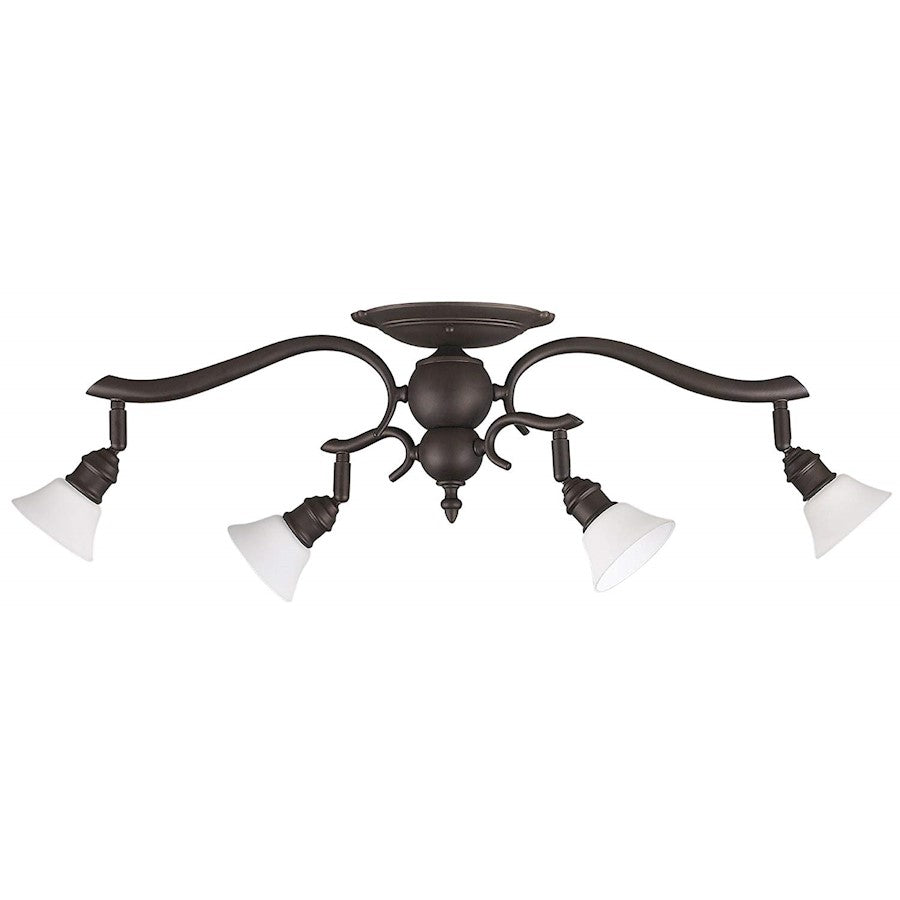 Canarm Addison 26.5in 4-Light Track Lighting | Oil Rubbed Bronze Steel & White Opal Glass | Kitchen & Living Room | Model IT217A04ORB10