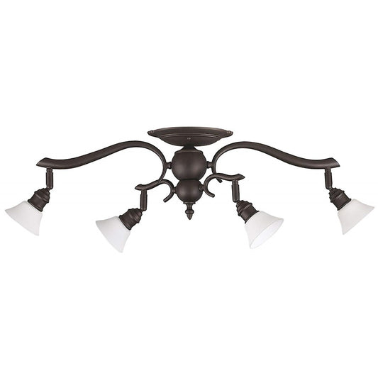 Canarm Addison 26.5in 4-Light Track Lighting | Oil Rubbed Bronze Steel & White Opal Glass | Kitchen & Living Room | Model IT217A04ORB10