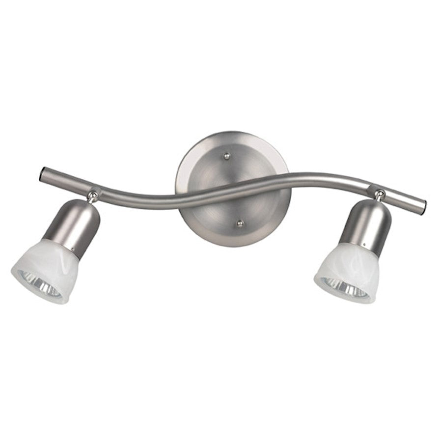 Canarm James 15in 2-Light Track Lighting Kit | Brushed Pewter Steel & White Alabaster Glass | Kitchen & Dining Accent | Model IT356A02BPT10