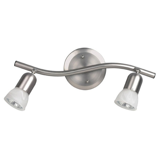Canarm James 15in 2-Light Track Lighting Kit | Brushed Pewter Steel & White Alabaster Glass | Kitchen & Dining Accent | Model IT356A02BPT10