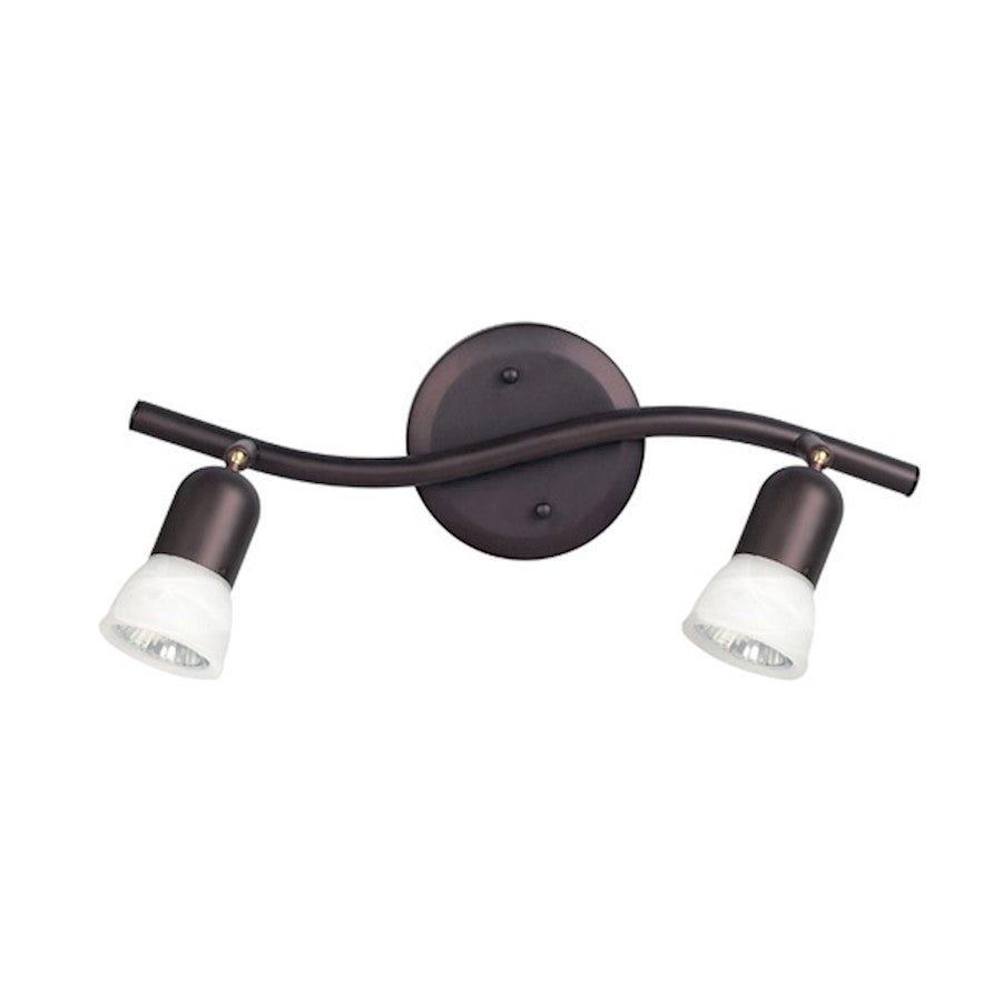 Canarm James 15in 2-Light Track | Oil Rubbed Bronze Steel and White Alabaster Glass | Kitchen & Living Room Accent | Model IT356A02ORB10