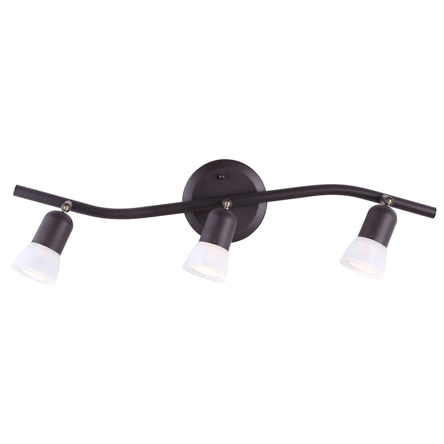 Canarm James 23in 3-Light Track | Oil Rubbed Bronze Steel and White Alabaster Glass | Kitchen & Living Room Accent | Model IT356A03ORB10